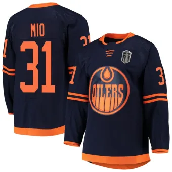 Men's Eddie Mio Edmonton Oilers Alternate Primegreen Pro 2024 Stanley Cup Final Jersey - Navy Authentic