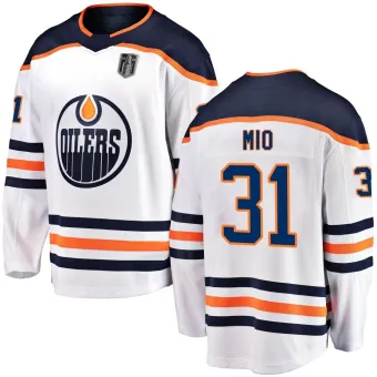 Men's Eddie Mio Edmonton Oilers Away 2024 Stanley Cup Final Jersey - White Breakaway