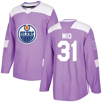 Men's Eddie Mio Edmonton Oilers Fights Cancer Practice Jersey - Purple Authentic