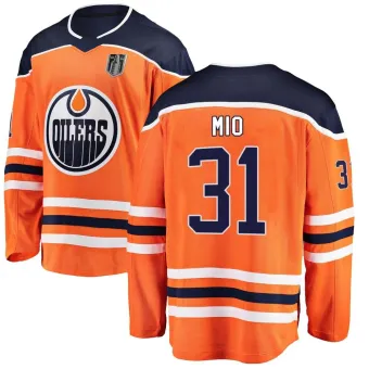 Men's Eddie Mio Edmonton Oilers Home 2024 Stanley Cup Final Jersey - Orange Breakaway