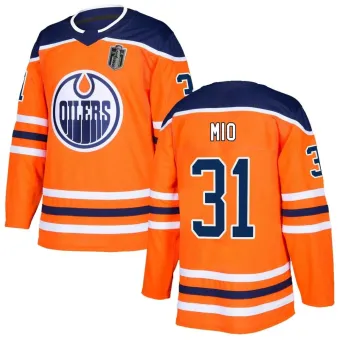 Men's Eddie Mio Edmonton Oilers r Home 2024 Stanley Cup Final Jersey - Orange Authentic