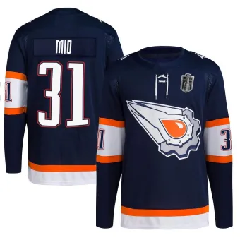 Men's Eddie Mio Edmonton Oilers Reverse Retro 2.0 2024 Stanley Cup Final Jersey - Navy Authentic