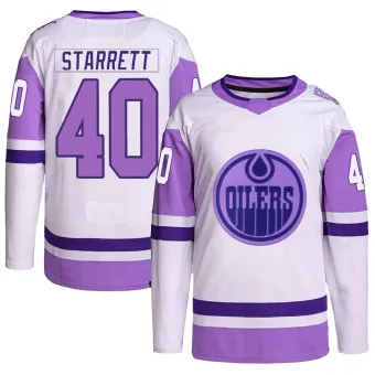 Men's Shane Starrett Edmonton Oilers Hockey Fights Cancer Primegreen Jersey - White/Purple Authentic