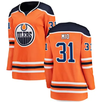 Women's Eddie Mio Edmonton Oilers Authentic r Home Jersey - Orange Breakaway