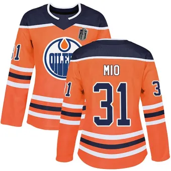 Women's Eddie Mio Edmonton Oilers r Home 2024 Stanley Cup Final Jersey - Orange Authentic