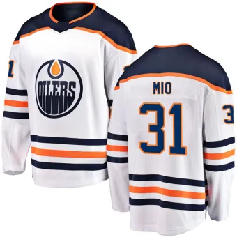 Youth Eddie Mio Edmonton Oilers Authentic Away Jersey - White Breakaway